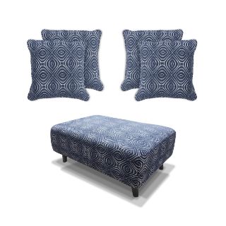 Poppy Swivel Chair / Footstool & Cushions - Navy