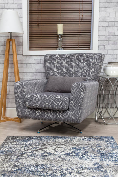 Poppy Swivel Chair / Footstool & Cushions - Grey