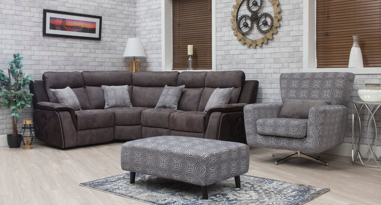 Poppy Swivel Chair / Footstool & Cushions - Grey