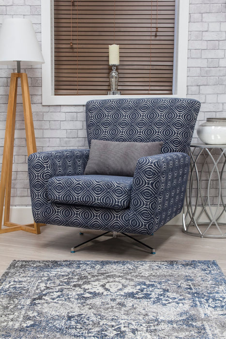 Poppy Swivel Chair / Footstool & Cushions - Navy