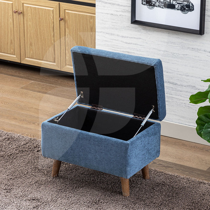 Nina Storage Footstool - Denim Blue