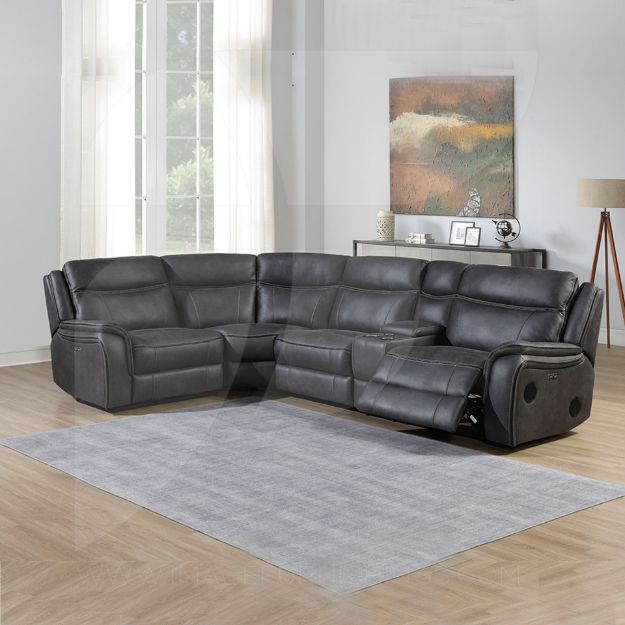 Phoenix Technology Sectional RH w/2 Cooler Cupholders, Wireless Charger, Speakers & Drawer