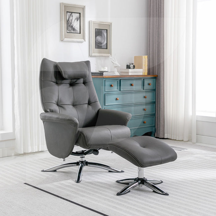 Orson Recliner Chair & Ottoman Leroy Grey