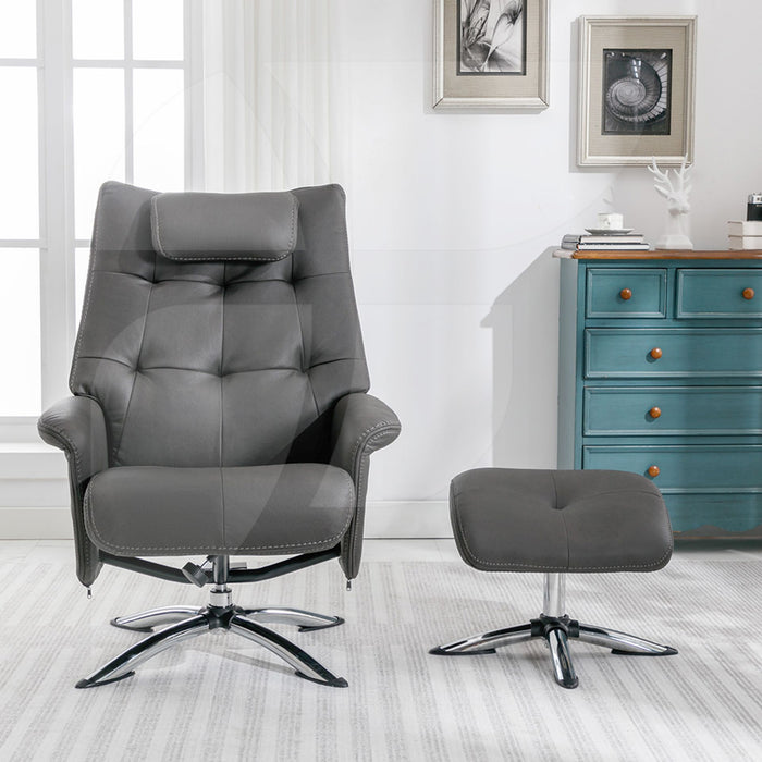 Orson Recliner Chair & Ottoman Leroy Grey
