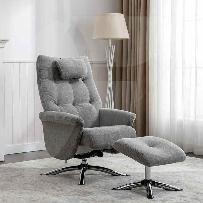 Orson Recliner Chair & Ottoman Herbert Grey