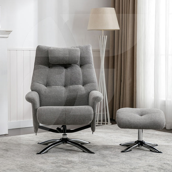 Orson Recliner Chair & Ottoman Herbert Grey