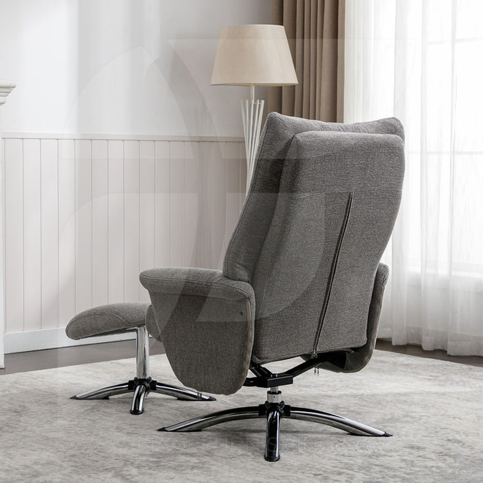 Orson Recliner Chair & Ottoman Herbert Grey