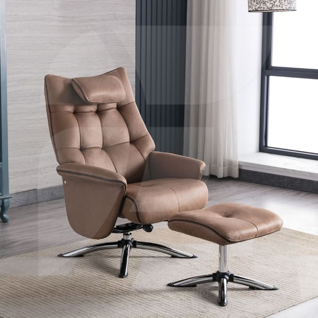 Orson Recliner Chair & Ottoman Chestnut