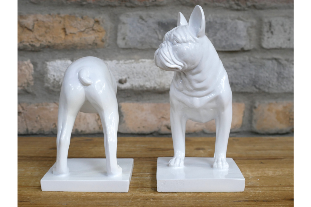 Dog Bookends - White