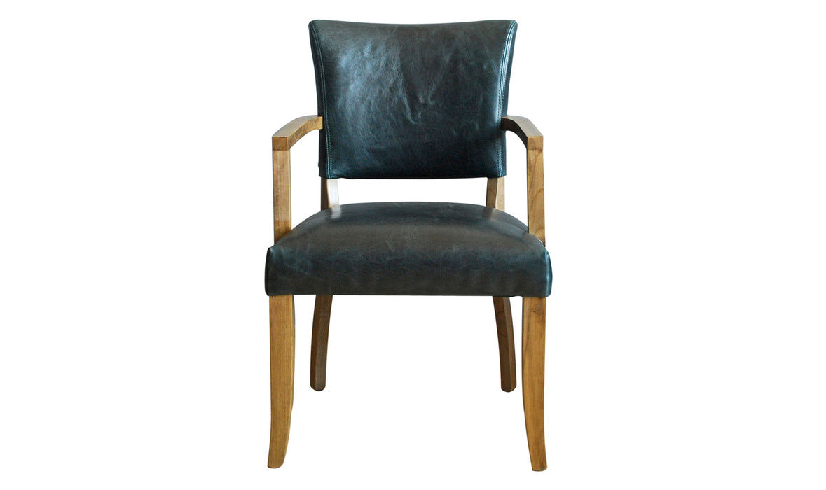 Duke Leather With Arms Dining Chair Ink Blue