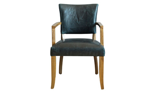 Duke Leather With Arms Dining Chair Ink Blue