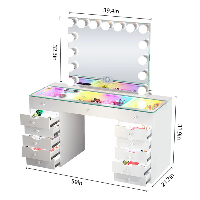 Marilyn Vanity Mirror Pro Max with Eva Vanity Table