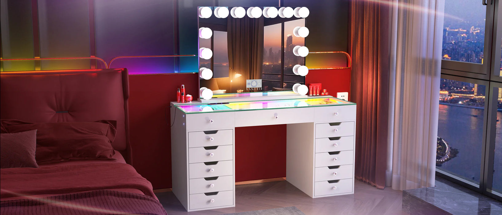 Marilyn Vanity Mirror Pro Max with Eva Vanity Table