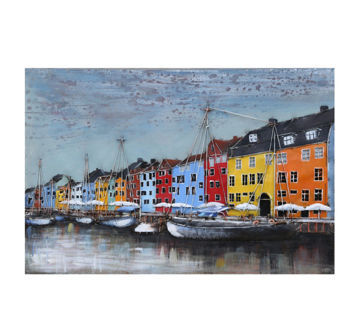 Collection of Coloured Houses- Metal Wall Art