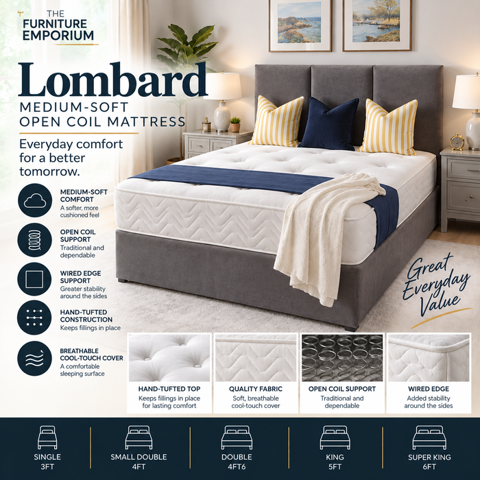 Lombard Medium-Soft Open Coil Mattress