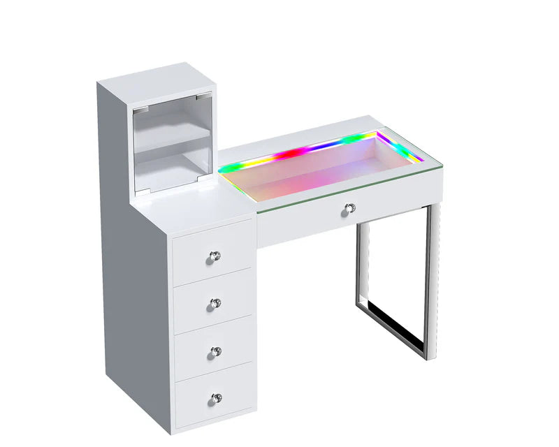 Fabi Dressing Table – 5 Storage Drawers with Crystal Handles