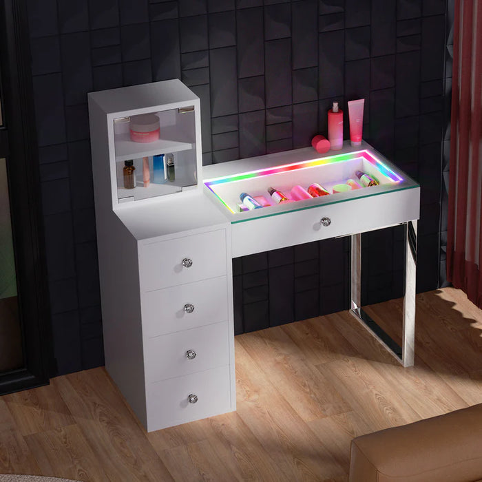 Fabi Dressing Table – 5 Storage Drawers with Crystal Handles