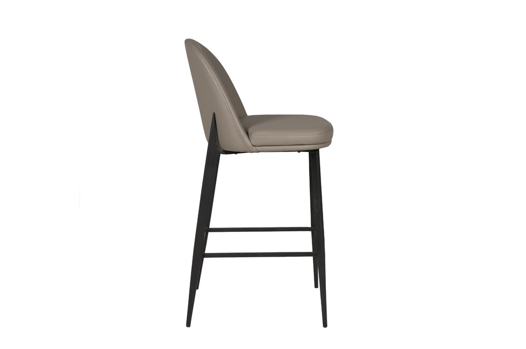 Valent Leather Bar Chair Grey