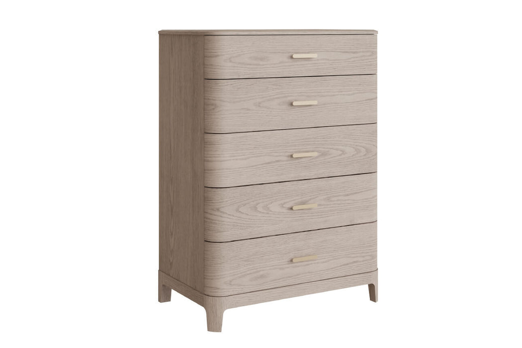 Zahra 5 Drawer Tall Chest Parisian Cream