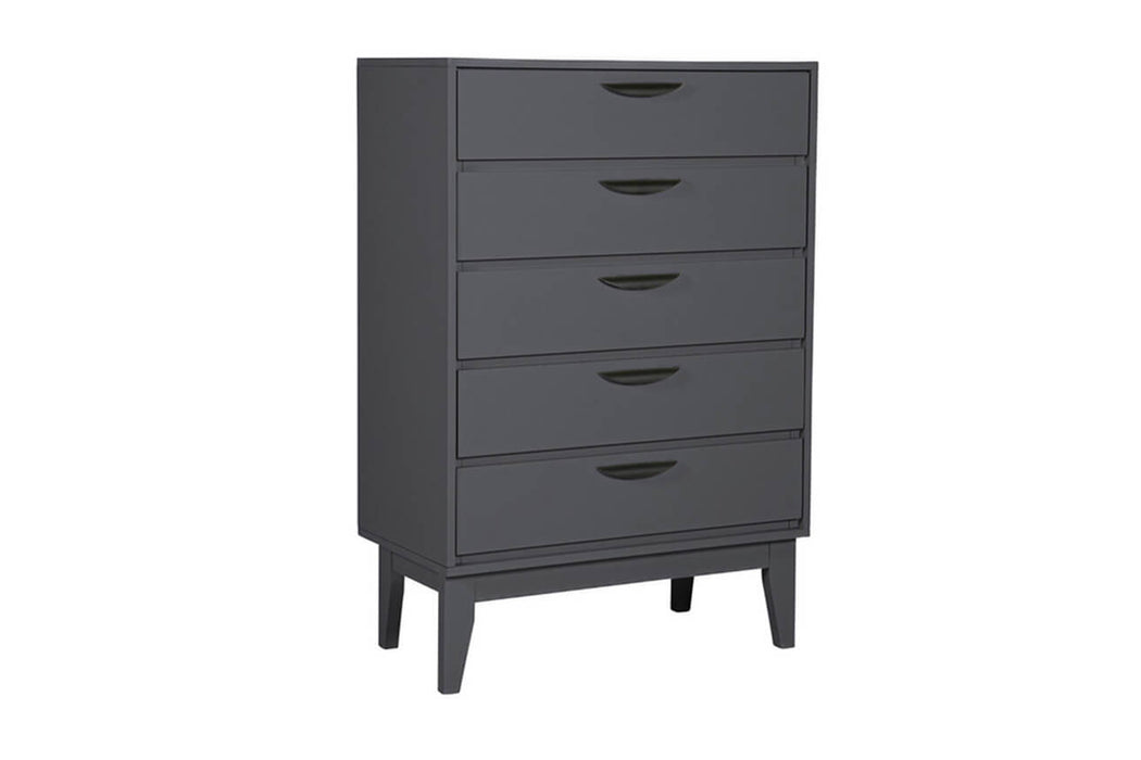 Luna Tall Chest 5 Drawer Dark Grey