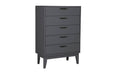 Luna Tall Chest 5 Drawer Dark Grey