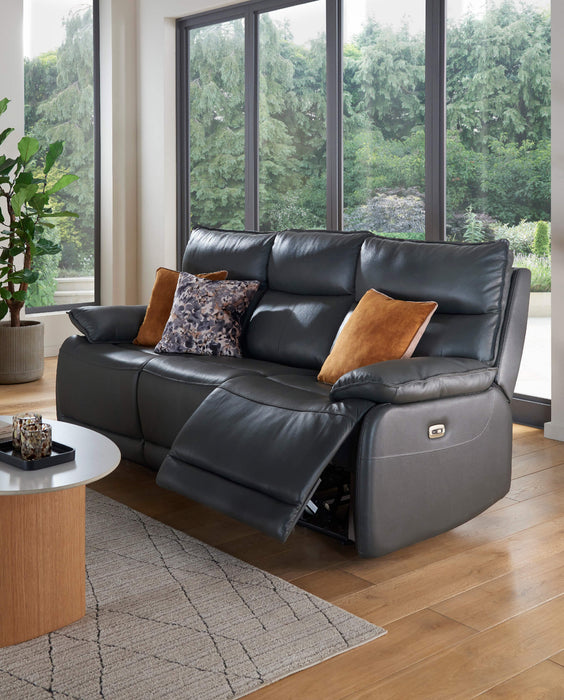 Lugo 3 Seater Electric Recliner Dark Grey