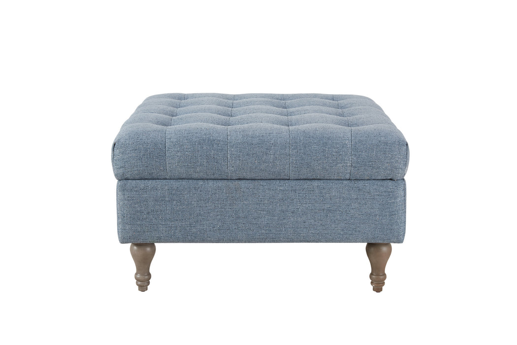 Abbott Button Top Storage Ottoman Blue