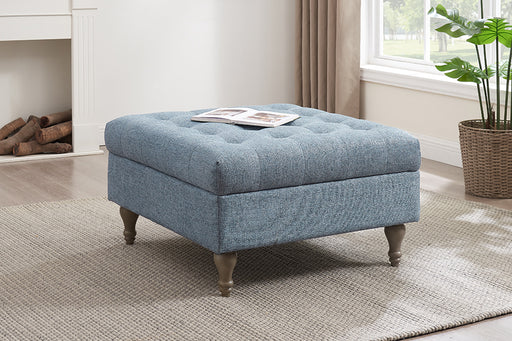 Abbott Button Top Storage Ottoman Blue