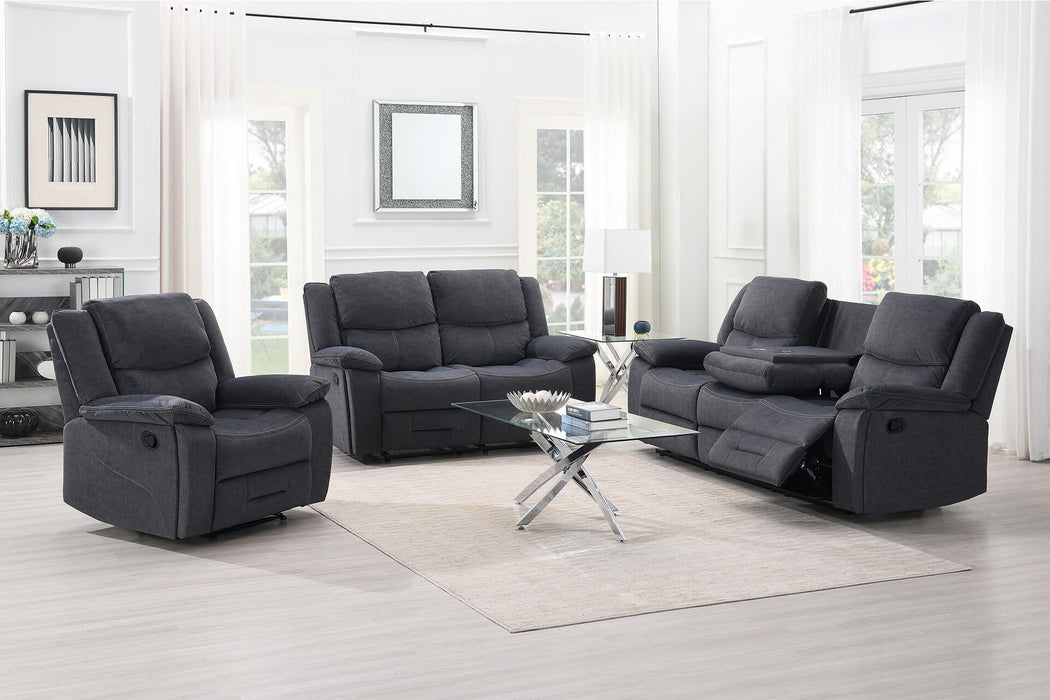 Klayton 3 Seater Manual Recliner Charcoal