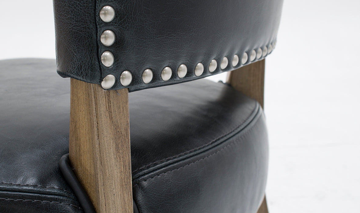 Duke Leather Dining Chair Ink Blue
