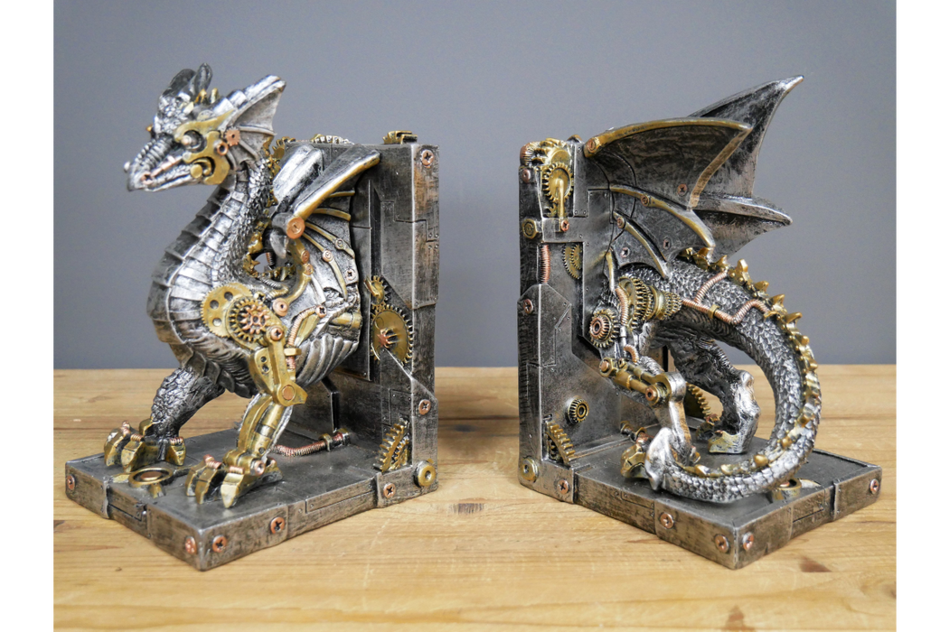 Steampunk Dragon Bookends