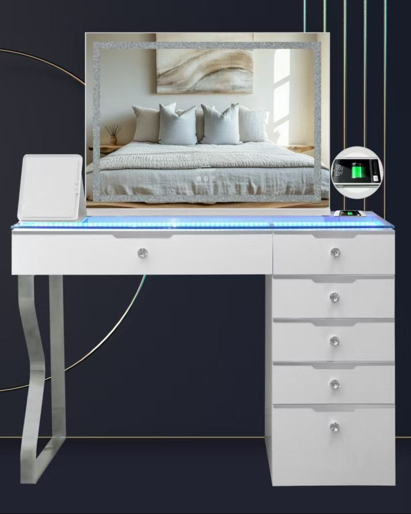 Hollywood Luxe 6-Drawer LED Vanity Table