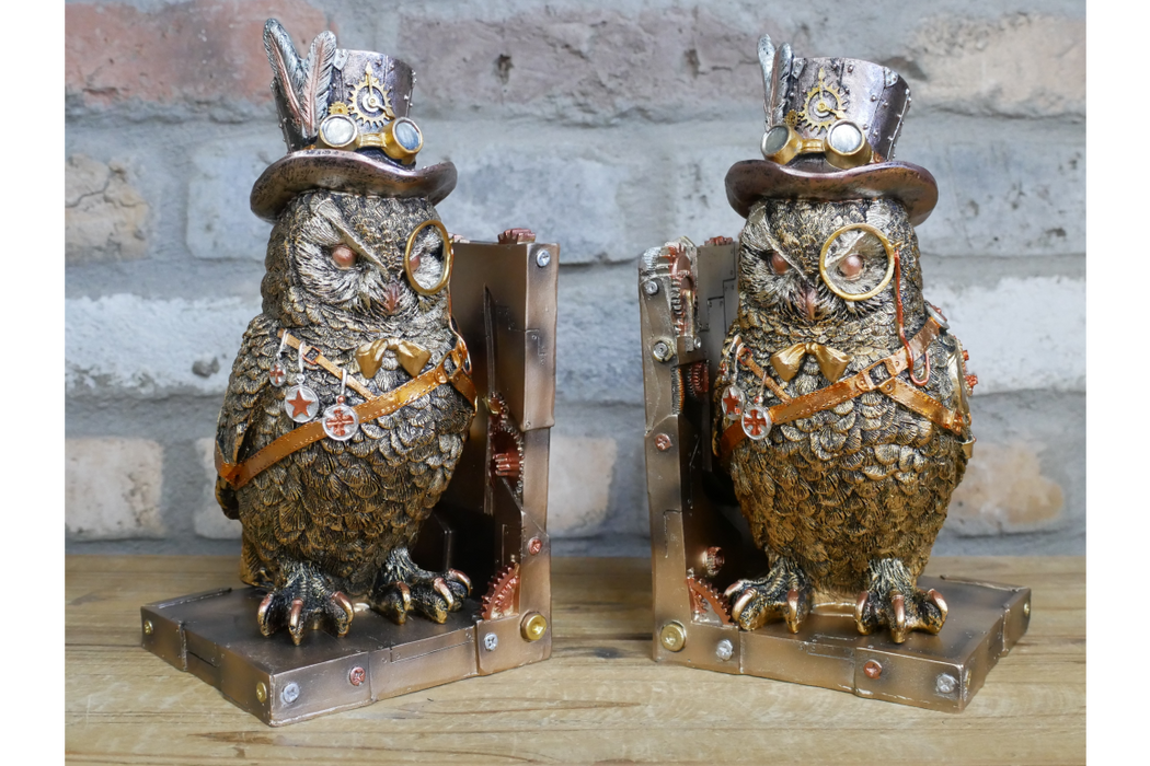 Steampunk Owl Bookends