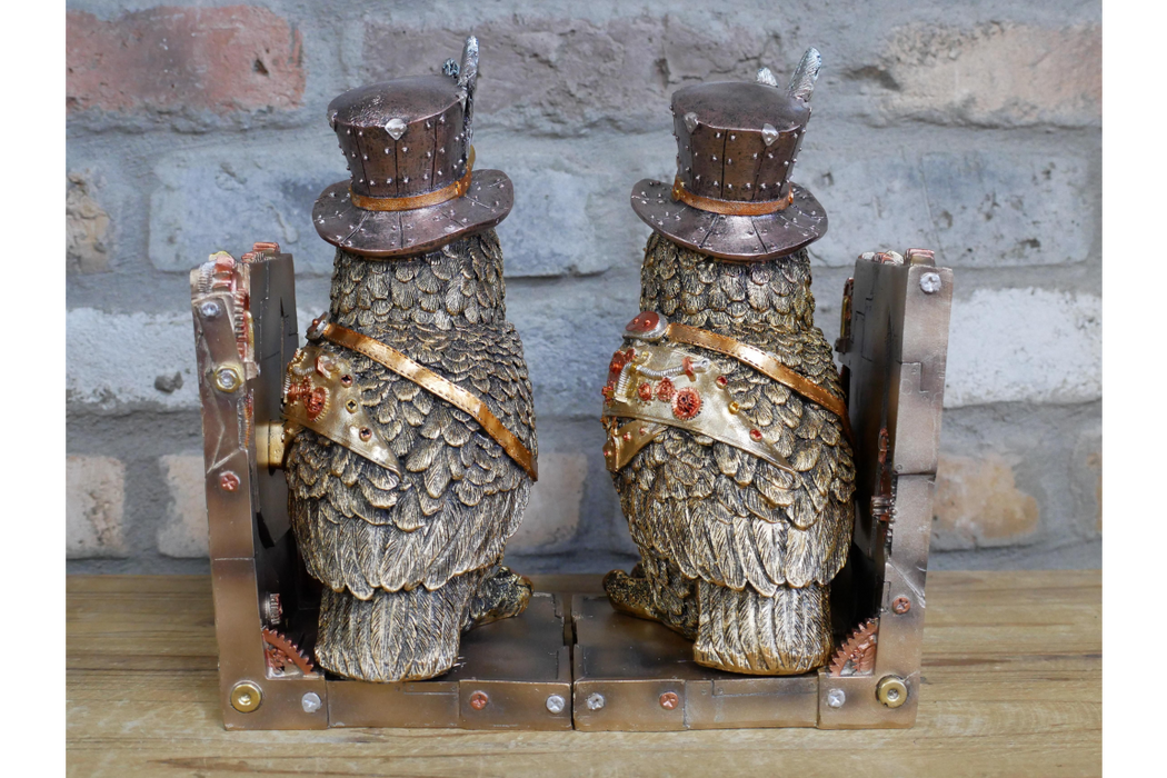 Steampunk Owl Bookends