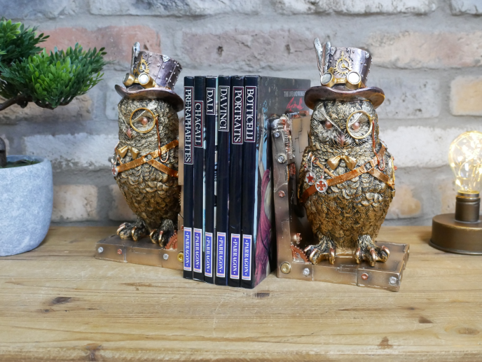 Steampunk Owl Bookends