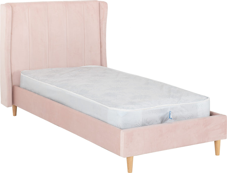 Amelia 3' Bed in Pink Velvet Fabric