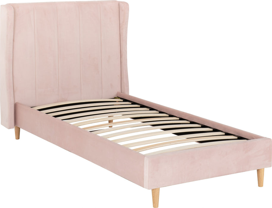 Amelia 3' Bed in Pink Velvet Fabric