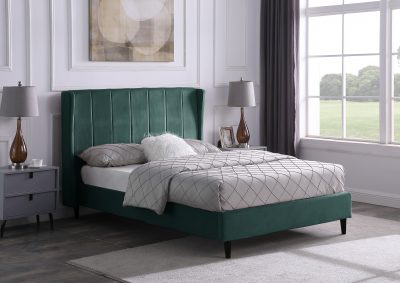 Amelia 5' Bed Green Velvet Fabric