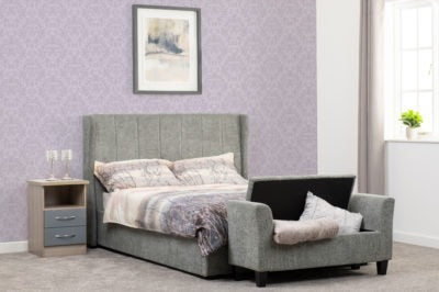 Amelia Plus 4'6" Storage Bed Dark Grey Fabric