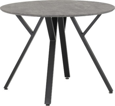 Athens Round Dining Set Concrete Effect/Black/Grey Faux Leather
