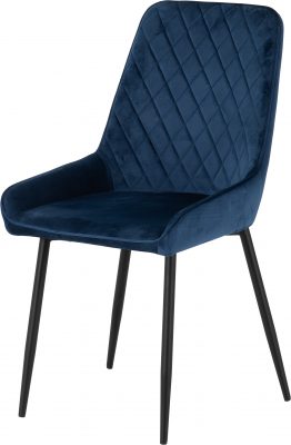 Treviso Dining Set with Avery Chairs Light Oak Effect/Black/Sapphire Blue Velvet