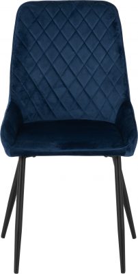 Treviso Dining Set with Avery Chairs Light Oak Effect/Black/Sapphire Blue Velvet