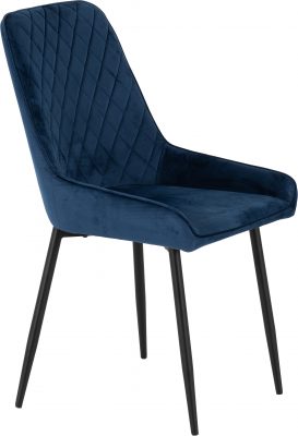 Treviso Dining Set with Avery Chairs Light Oak Effect/Black/Sapphire Blue Velvet