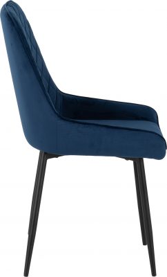 Treviso Dining Set with Avery Chairs Light Oak Effect/Black/Sapphire Blue Velvet