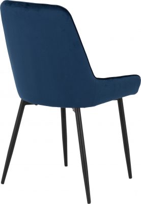 Treviso Dining Set with Avery Chairs Light Oak Effect/Black/Sapphire Blue Velvet