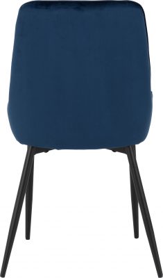 Treviso Dining Set with Avery Chairs Light Oak Effect/Black/Sapphire Blue Velvet