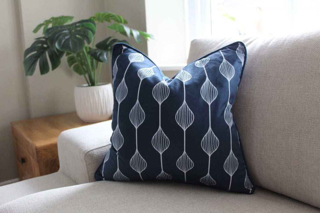 Chenille Spindle Cushion - Navy