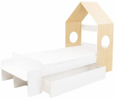 Cody 1 Drawer House Bed White/Pine Effect