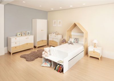 Cody 1 Drawer House Bed White/Pine Effect