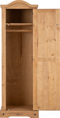 Corona 1 Door Wardrobe Distressed Waxed Pine